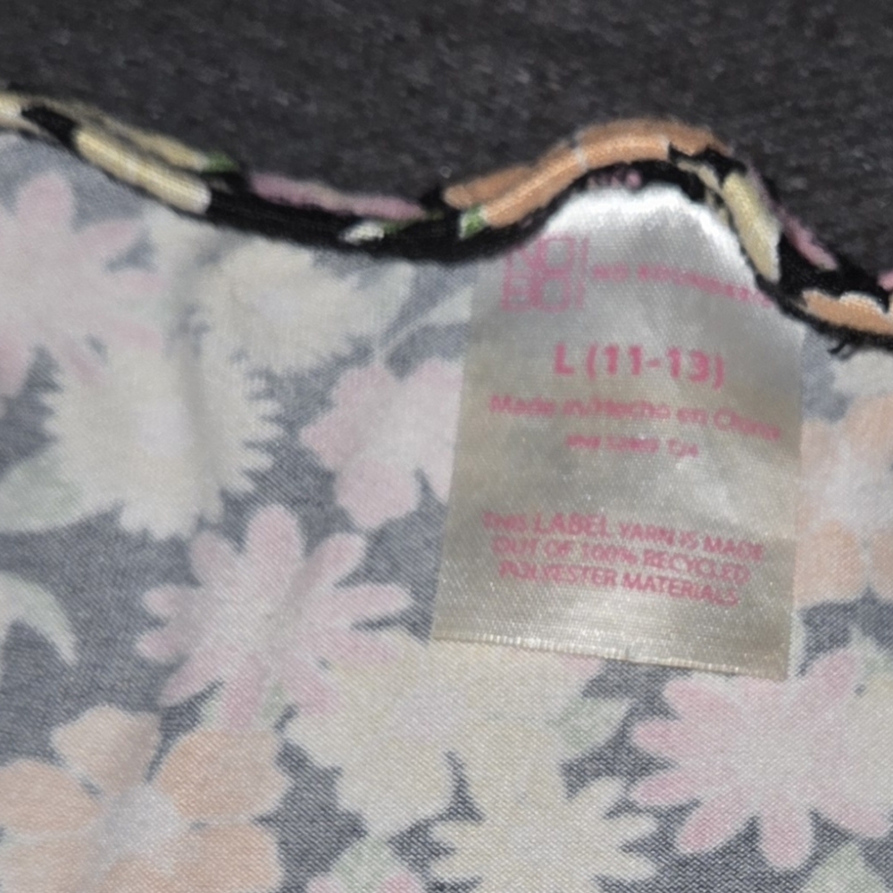 No Boundaries NOBO Black Pink Yelow  Pink Floral Haltar Top SZ Jr L 11/13 Spring - Picture 5 of 5